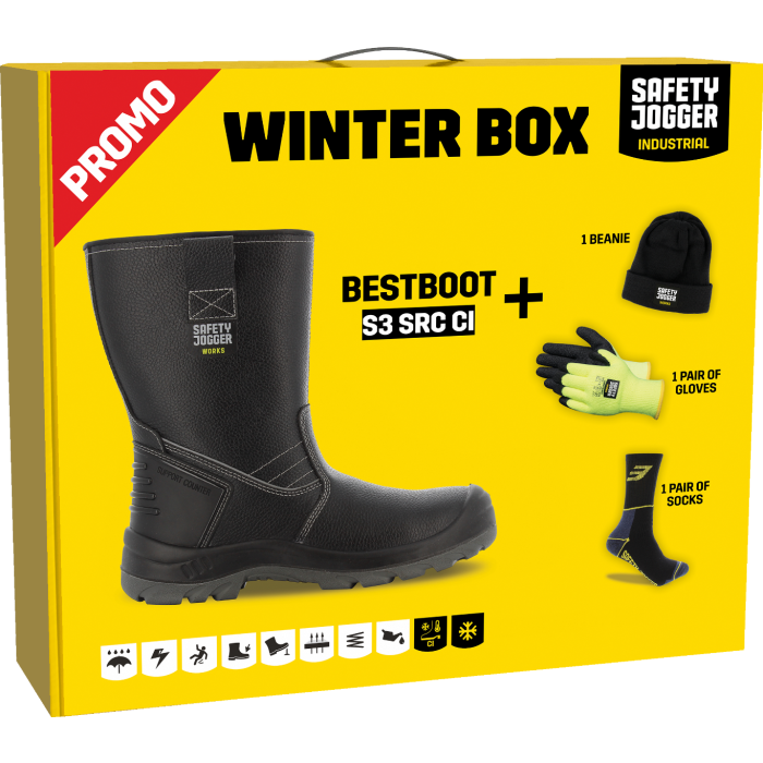 Kit hiver Bottes de sécurité S3 Noir + Bonnet + Gants + Chaussette | Safety Jogger